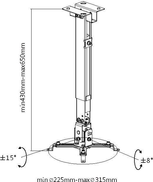 Mbajtës projektori EQUIP, universal, montim në mur/tavan, 20 kg, i bardhë
