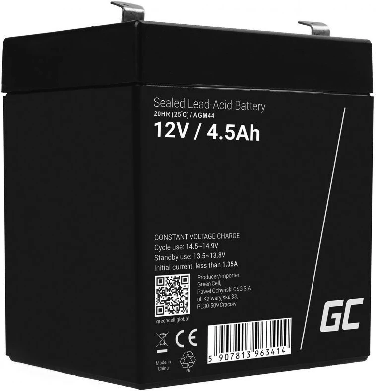 Bateri rikarikueshme AGM VRLA Green Cell AGM44 12V 4.5Ah Faston F2
