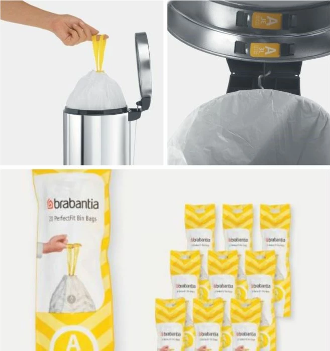 qese mbeturinash BRABANTIA Perfect Fit 137648, Code A 3L, 10 x 20 copë, të bardha