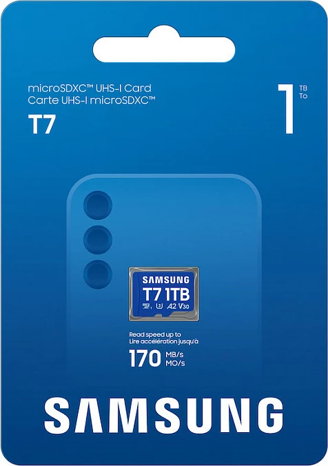 Kartelë memorje microSDXC Samsung T7 1TB, UHS-I U3 A2 V30, 170MB/s, blu
