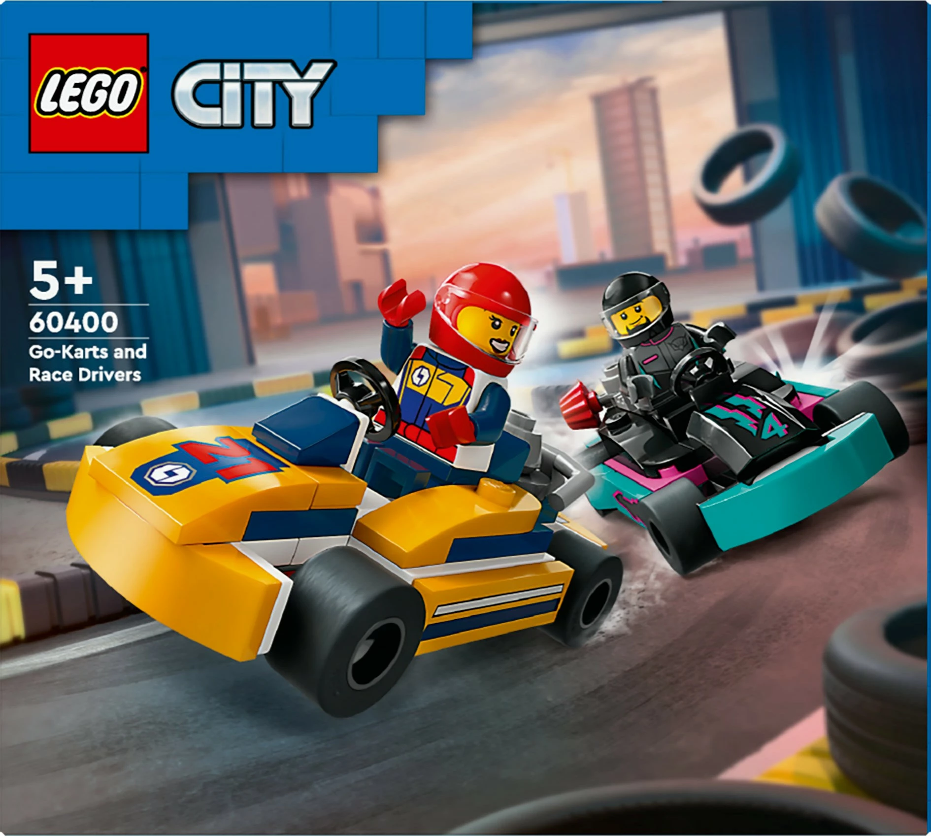 Set ndërtimi LEGO City Go-Karts dhe Shoferët e Garave 60400, 99 pjesë, shumëngjyrësh