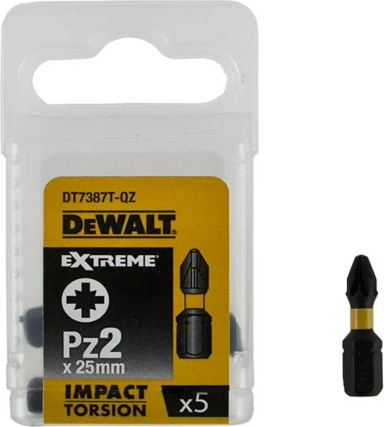 Bit kaçavidë PZ2 DeWalt DT7387T 25mm Impact Torsion, set 5 copë