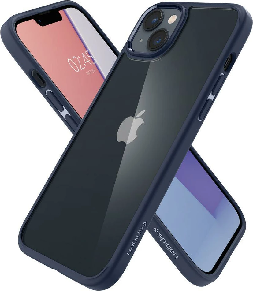 Mbështjellës Spigen Ultra Hybrid për iPhone 14 Plus, TPU + polikarbonat, certifikim MIL-STD 810G, blu