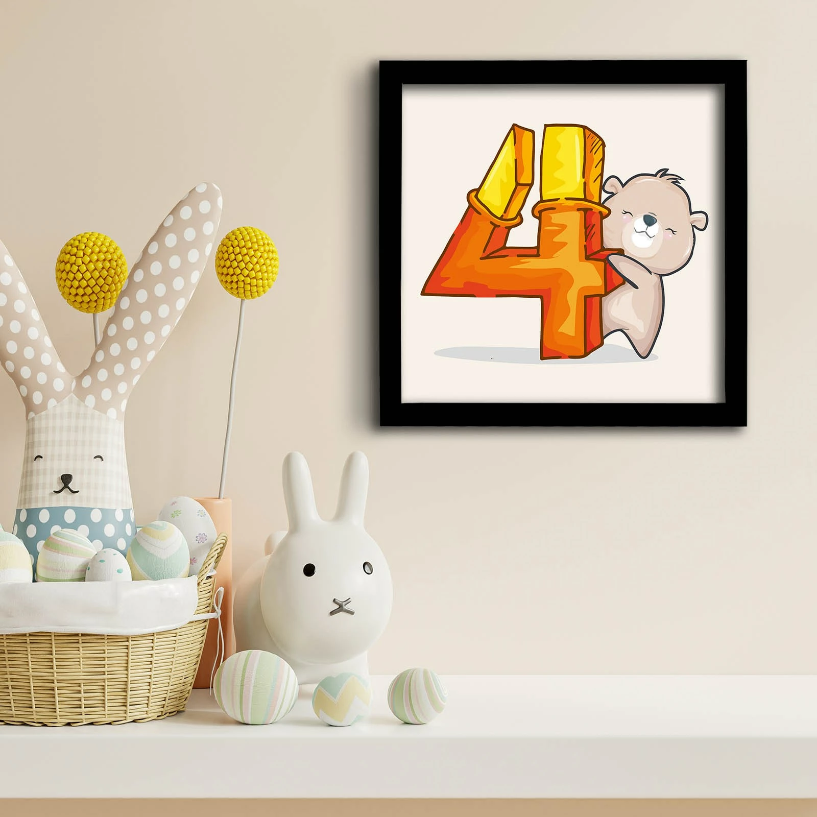 Pikturë dekorative me kornizë MDF, ngjyrë e verdhë/portokalli, Wallity, 33x33cm