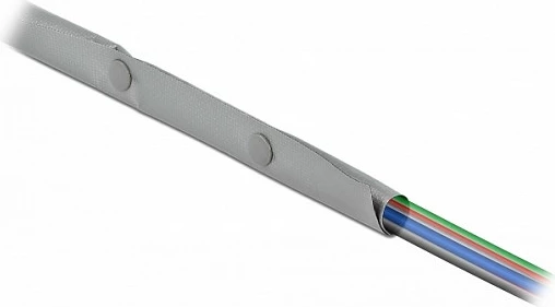 Mëngë mbrojtëse për kabllo DeLOCK, 2 m, Ø10 mm, PVC, me kapëse, rezistente në nxehtësi, gri/zi