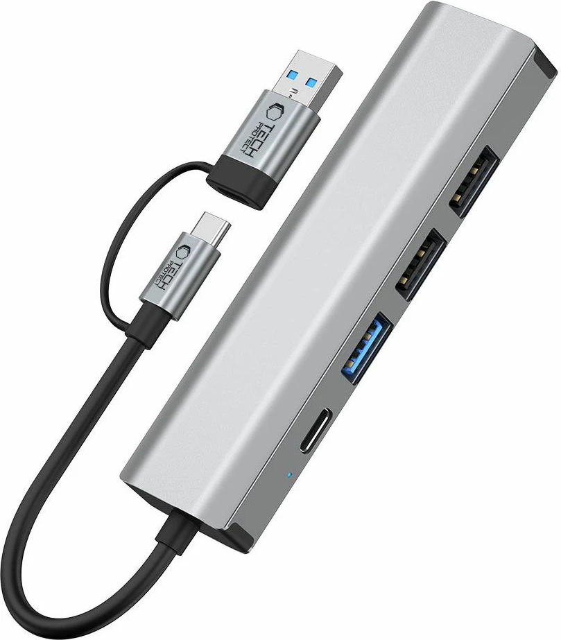 Adapter HUB Tech-Protect HB03 5in1, USB-C/USB-A, RJ45, Gri