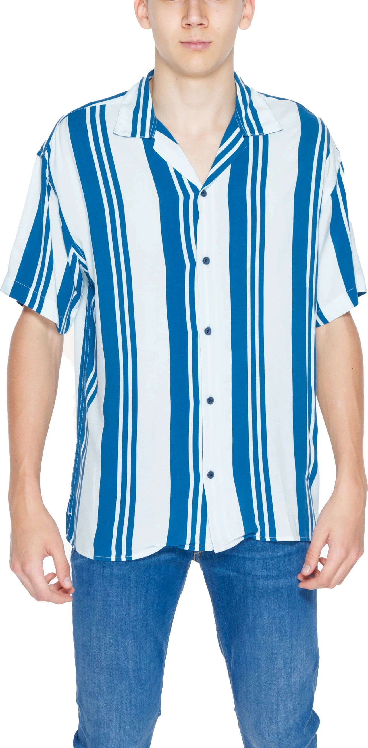 Këmishë me mëngë të shkurta për meshkuj Jack & Jones Jcojeff Aop Resort 12252536, blu e zbehtë