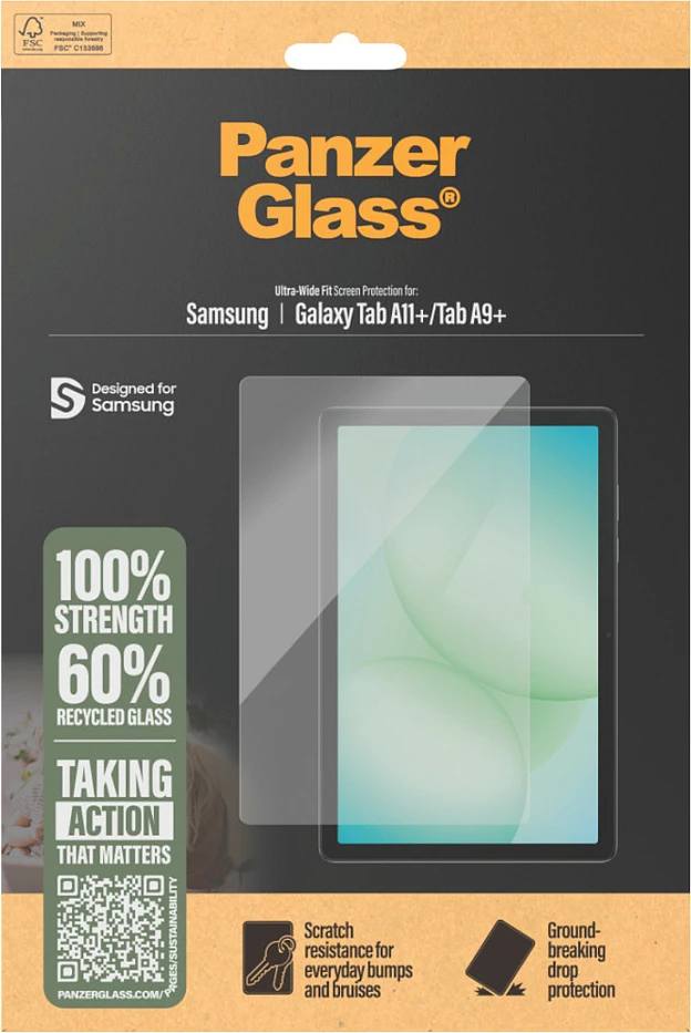 Mbrojtës ekrani PanzerGlass Ultra-Wide Fit për Samsung Galaxy Tab A9+ 5G / Tab A11+ 5G, transparent