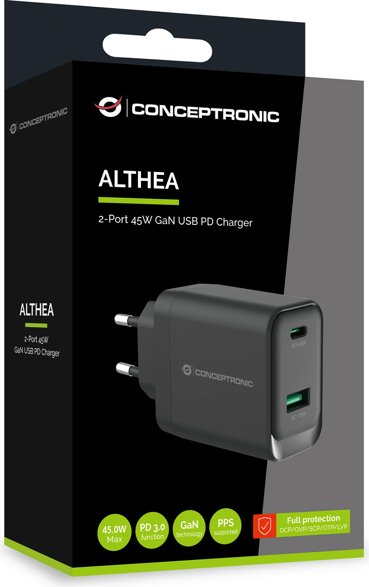 Karikues Conceptronic 2Port GaN 45W PD3.0/PPS USB-C/USB-A, i zi