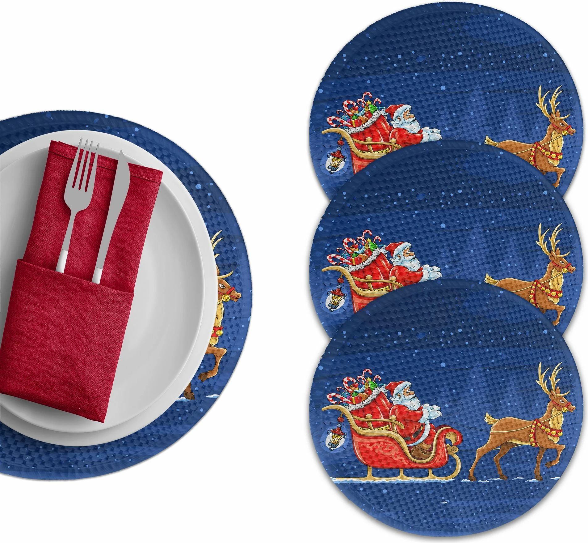 Set nënshtruesish tavoline, dizajn festiv, shumëngjyrësh, Hermia Concept, 37cm (4 copë)
