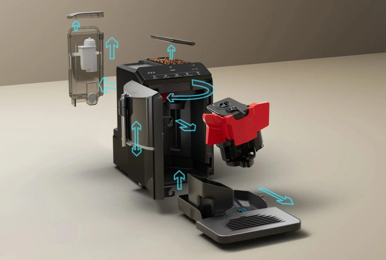 Aparat kafeje Siemens EQ.300 TF301E19, plotësisht automatik, 1.4 L, i zi