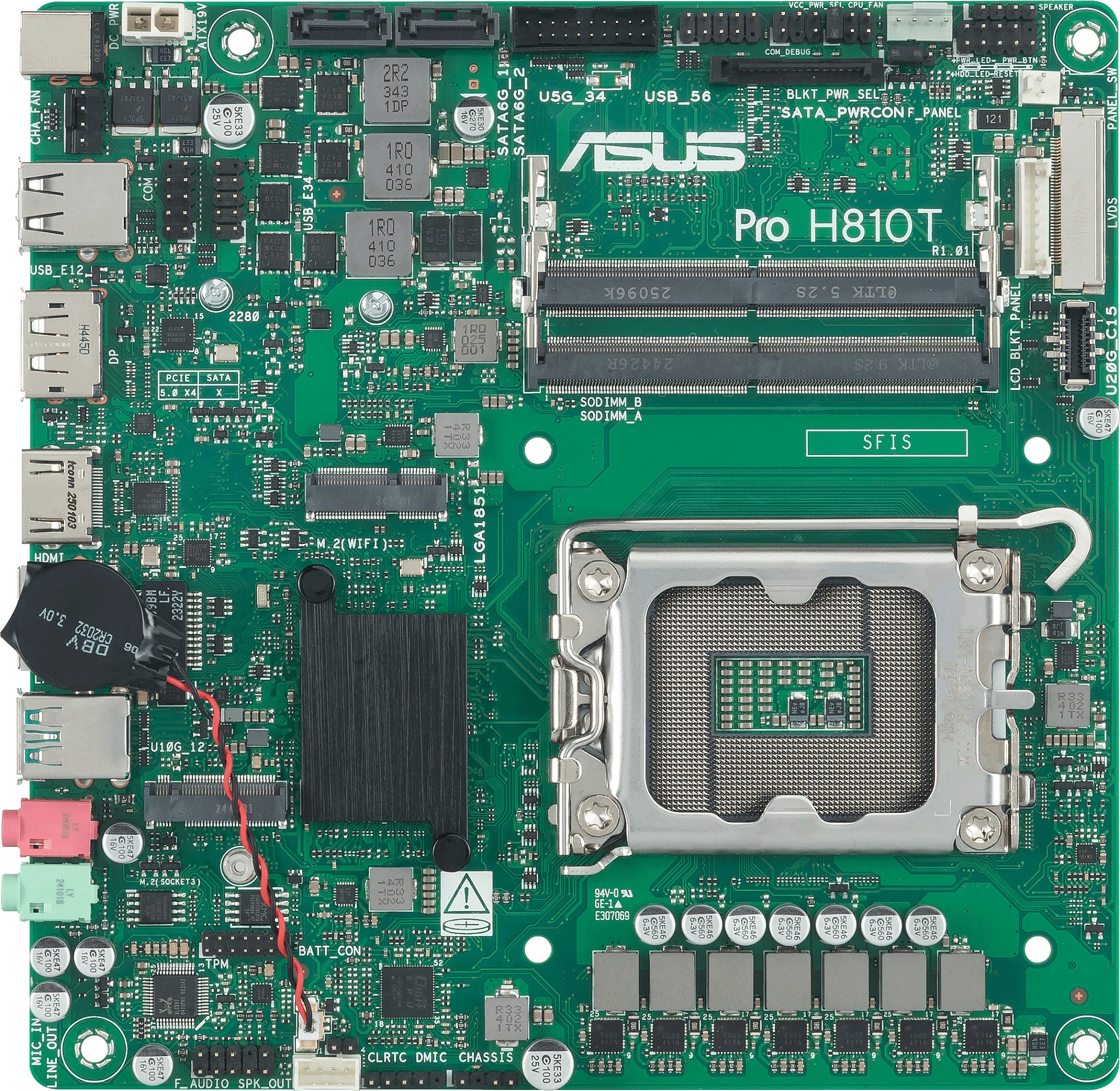 Pllakë amë ASUS Pro H810T-CSM, LGA1851, Intel H810, DDR5 SO-DIMM, Thin Mini-ITX