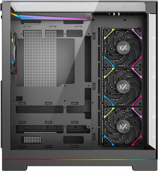 Kasë XYZ PC GEAR Tesseract ARGB X-CS-TESSERACT-B, Midi Tower ATX, 4x ARGB fan, USB-C, xham i temperuar, e zezë