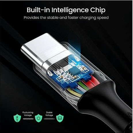 Kabllo karikimi UGREEN USB-C në USB-C 100W, 2m, e gërshetuar, e zezë