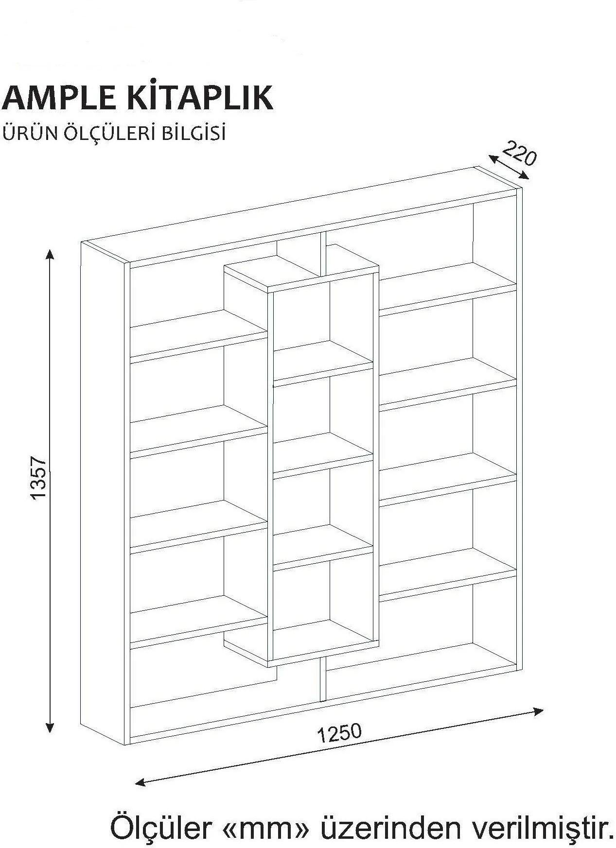 Raft librash Hanah Home, Ample, wenge dhe e bardhë