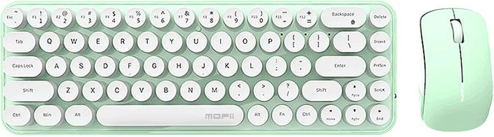 Set tastierë + maus wireless MOFII Bean 2.4G, SMK-676367A WG, bardhë-jeshile