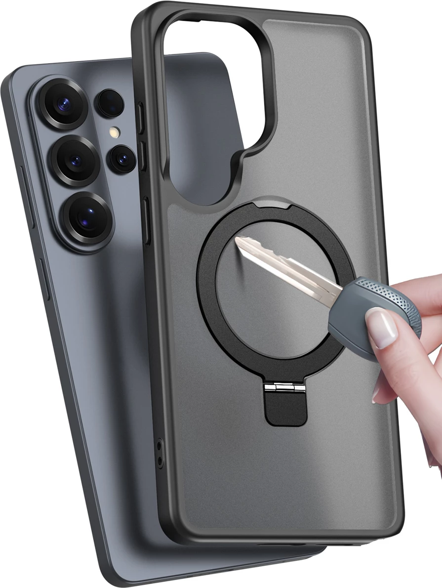 Mbështjellës Dux Ducis Yind për Samsung Galaxy S26 Ultra, MagSafe kompatibil, me stand, i zi