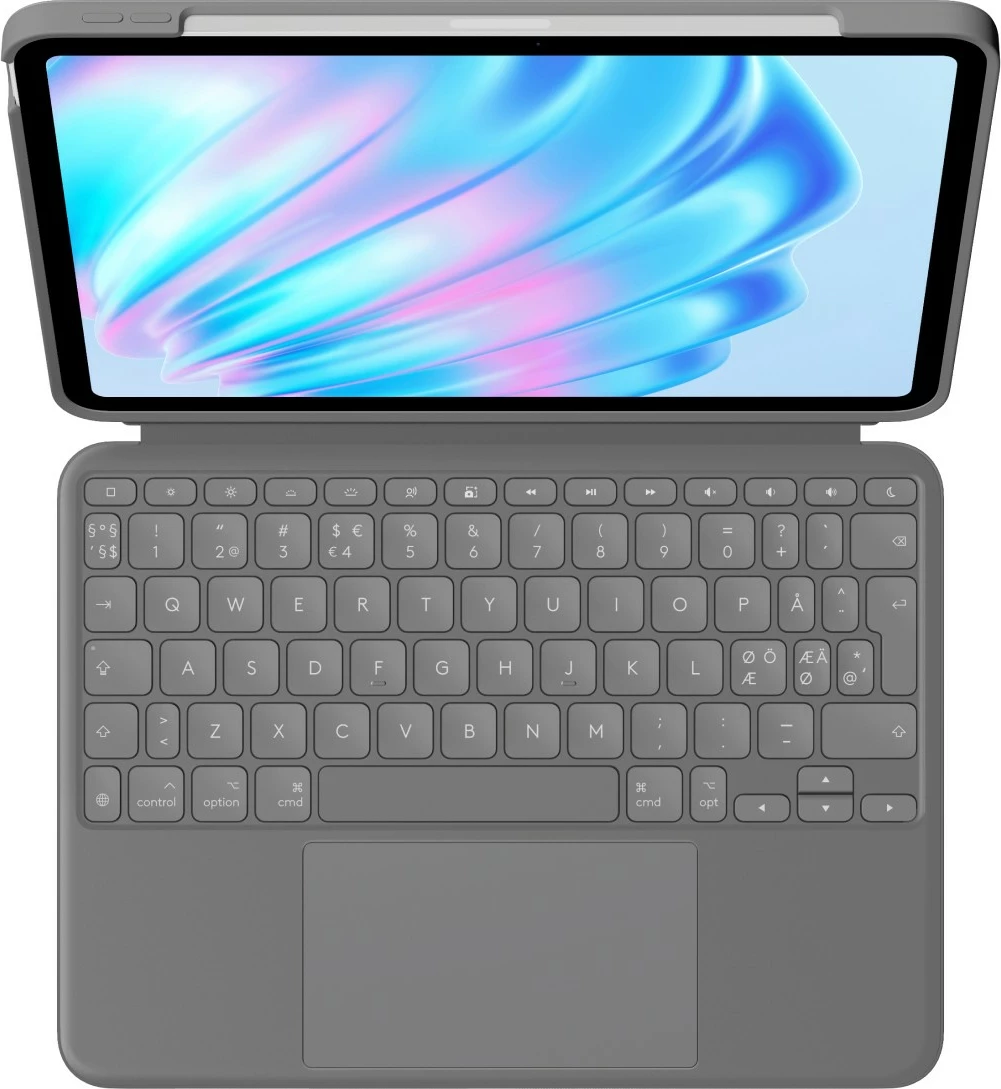 Tastierë me mbështjellës Logitech Combo Touch për iPad Air 11 M2, QWERTY, trackpad, gri