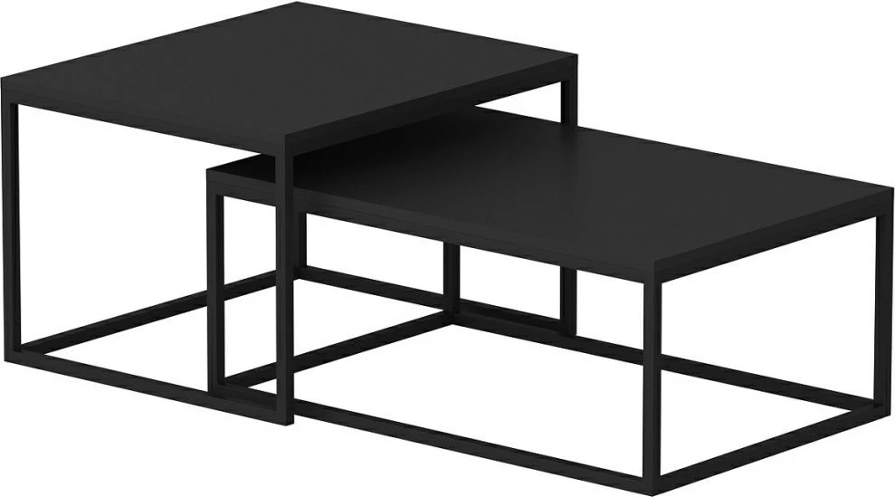 Set tavolinash ndihmëse, Hanah Home Leka, ngjyrë e zezë, 2 copë