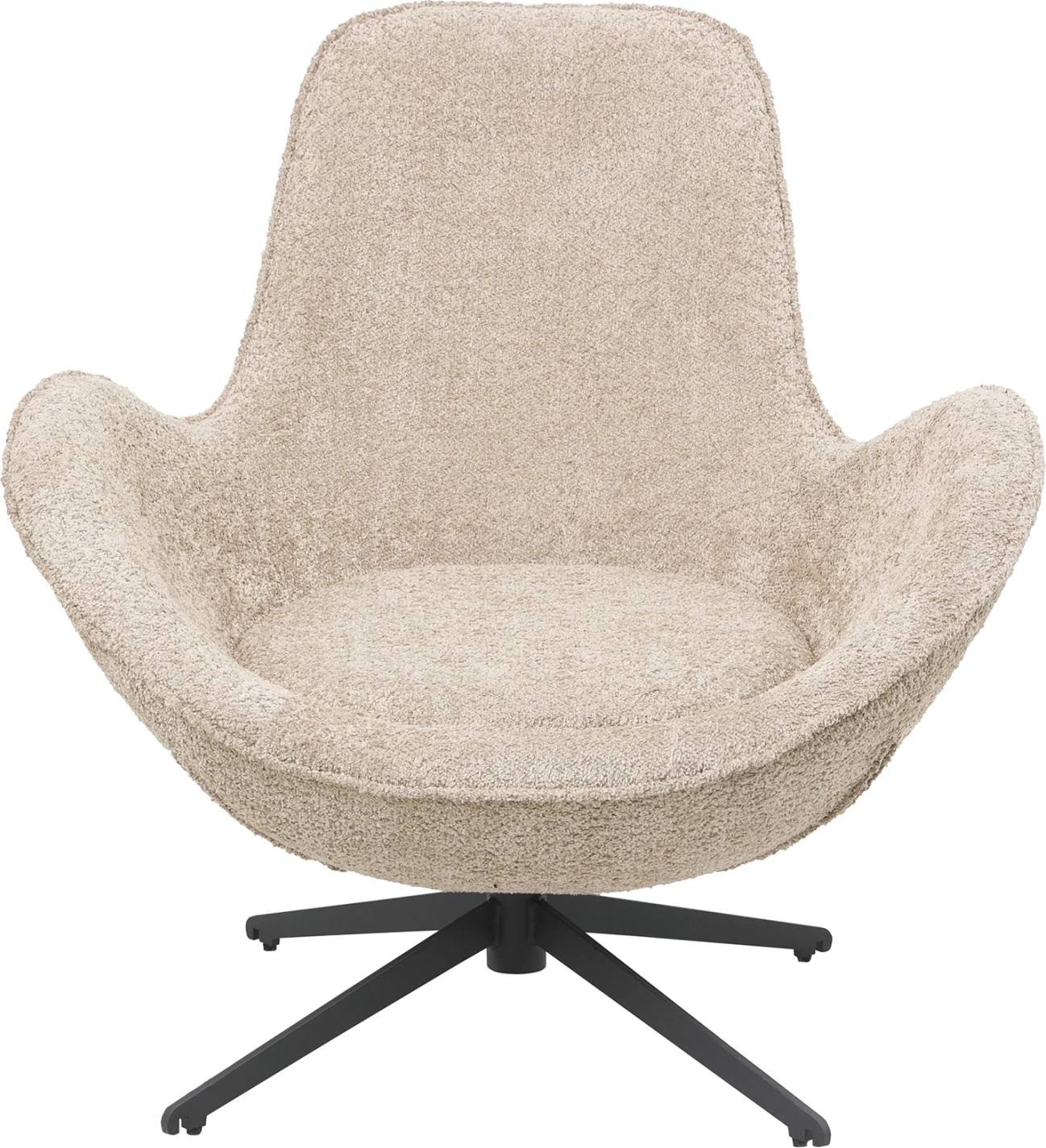 Karrige rrotulluese BRYNN, pëlhurë boucle bezhë, bazë metalike e zezë, 86x76x87H cm