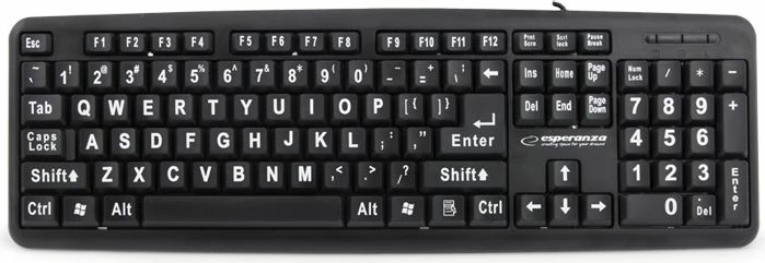 Tastierë Esperanza EK129 Florida, USB me kabllo, layout US, shkronja të mëdha, me numpad, e zezë