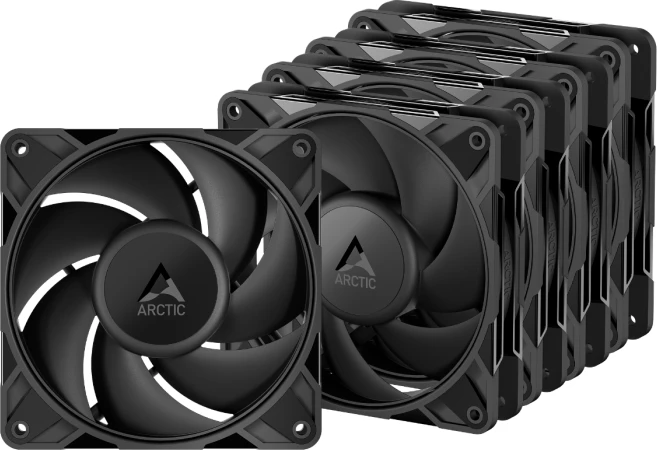 Ventilator kasë PC ARCTIC P12 PRO PST 120mm PWM 4-pin, 5 copë, e zezë