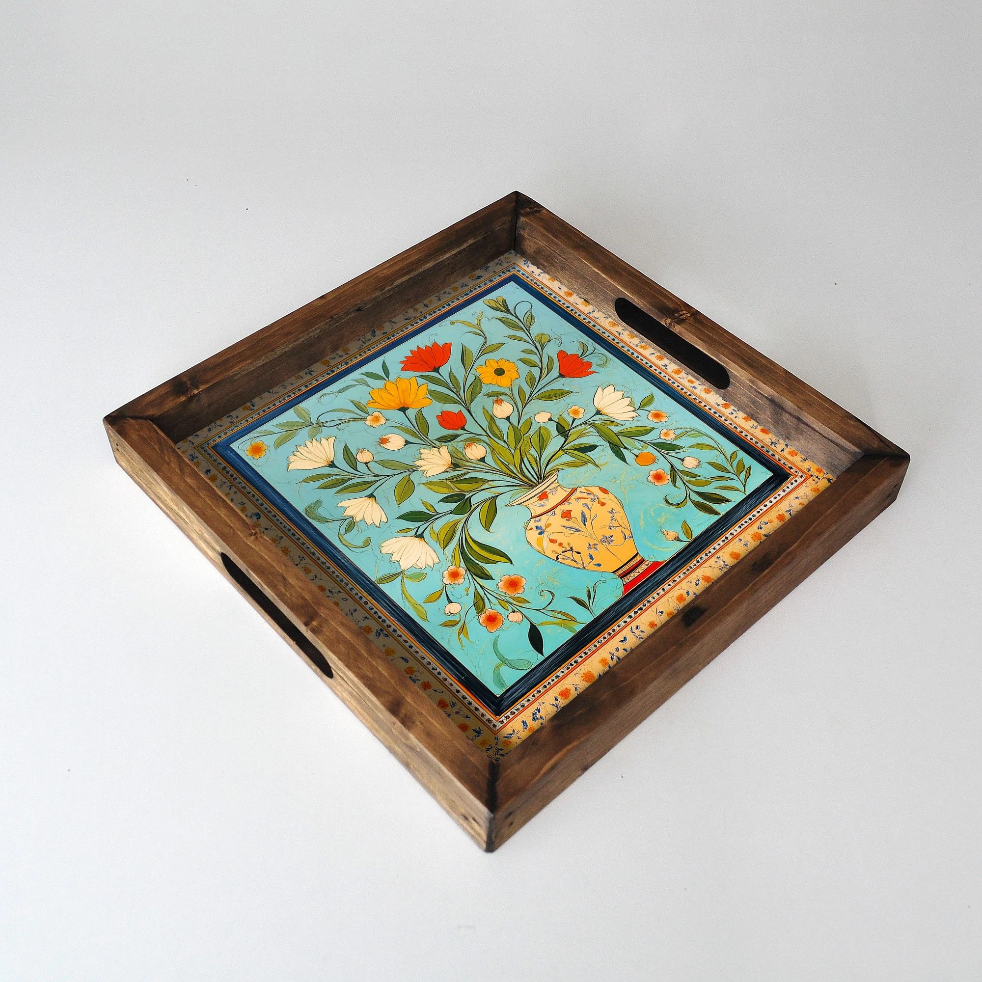 Tabaka druri, dizajn lule, multikolor, REF058, 35x35x4cm