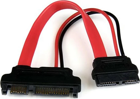 Kabllo adapter StarTech Slimline SATA në SATA me furnizim, 15 cm, kuqe/zezë