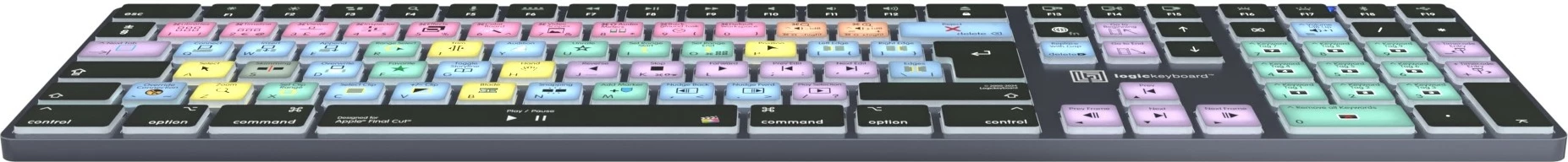 Kasë Logickeyboard LKB-FCPX10-TM-UK, wireless, Bluetooth, full-size, backlight, Final Cut Pro, titanium