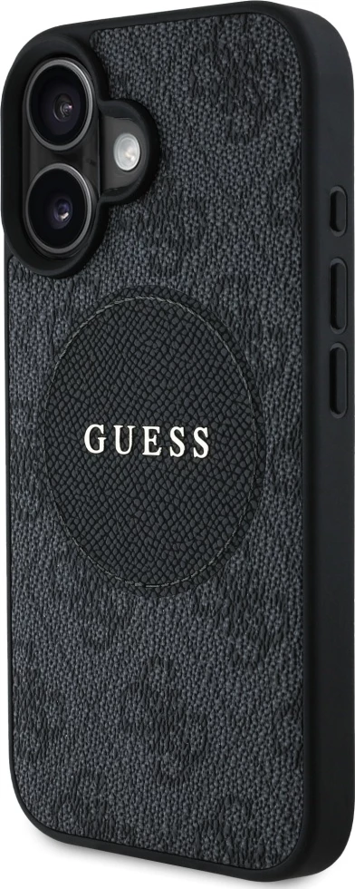 Mbështjellës Guess 4G Circle Classic Logo MagSafe për iPhone 16, i zi