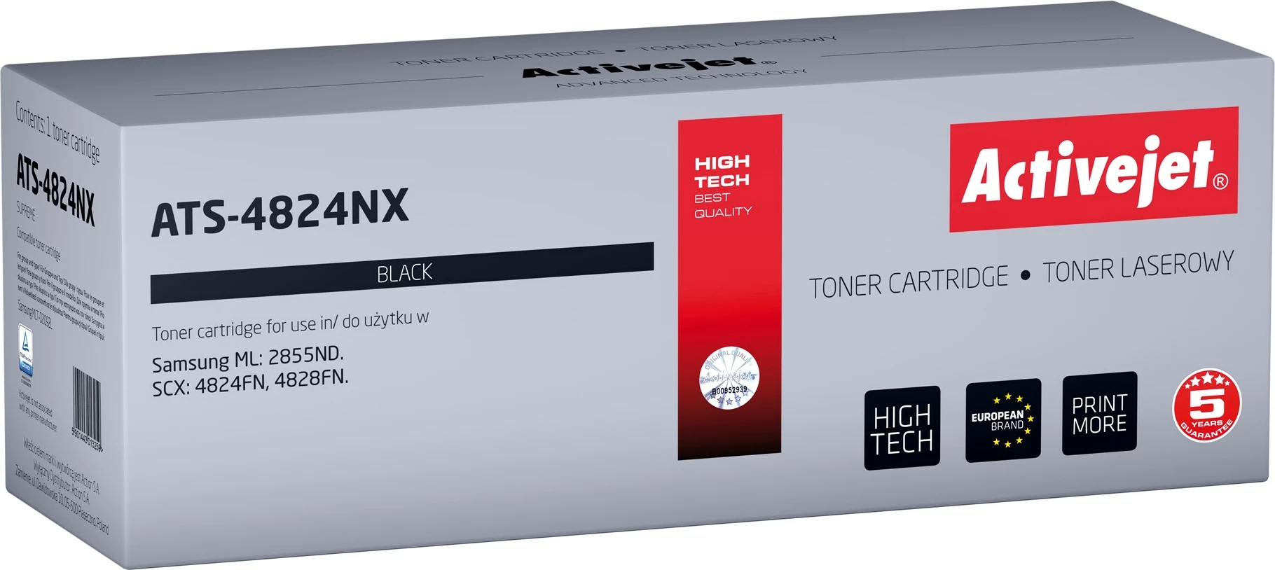 Toner Activejet ATS-4824NX për Samsung printer, 5000 faqe, i zi