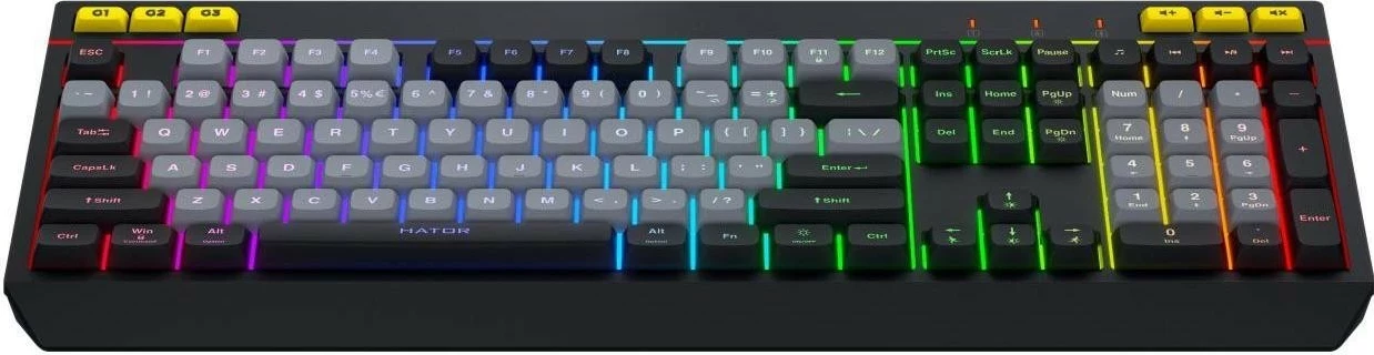 Tastierë Hator Icefall HTK401US, RGB, full-size, me kabllo, black-grey
