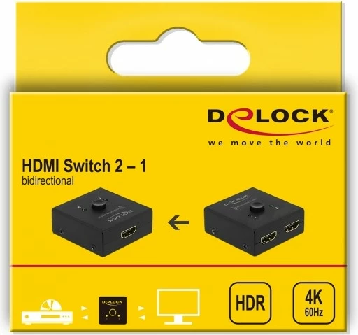 Switch HDMI DeLOCK 64072, 2 porte, 4K, 60Hz, i zi