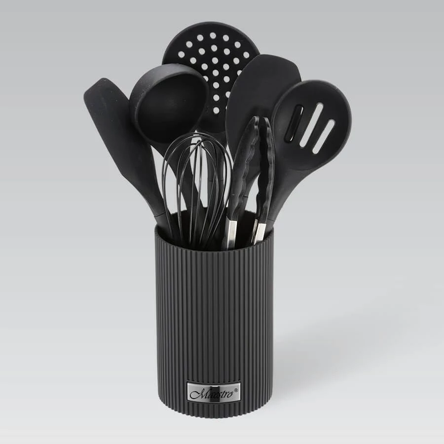 Set veglash kuzhine Maestro MR-1542-BLACK, 8 pjesë, Silikon, Zi