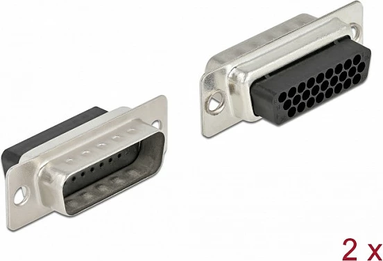 Konnektor DeLOCK D-Sub HD 26-pin crimp, straight, metal, 2 copë, zi/argjend