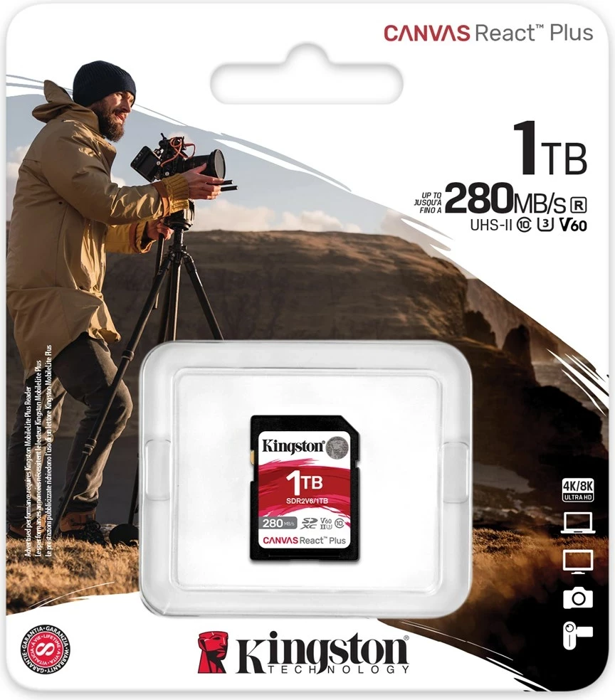 Kartelë memorie Kingston Canvas React Plus 1TB, SDXC UHS-II, e zezë