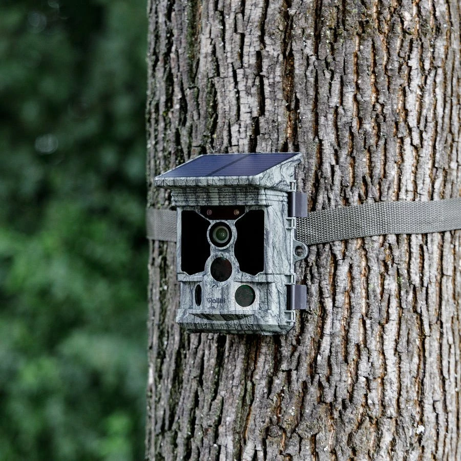 Kamerë survejimi Rollei 40536 4K/48MP, night vision, Wi‑Fi, IP66, me panel solar, kamuflazh