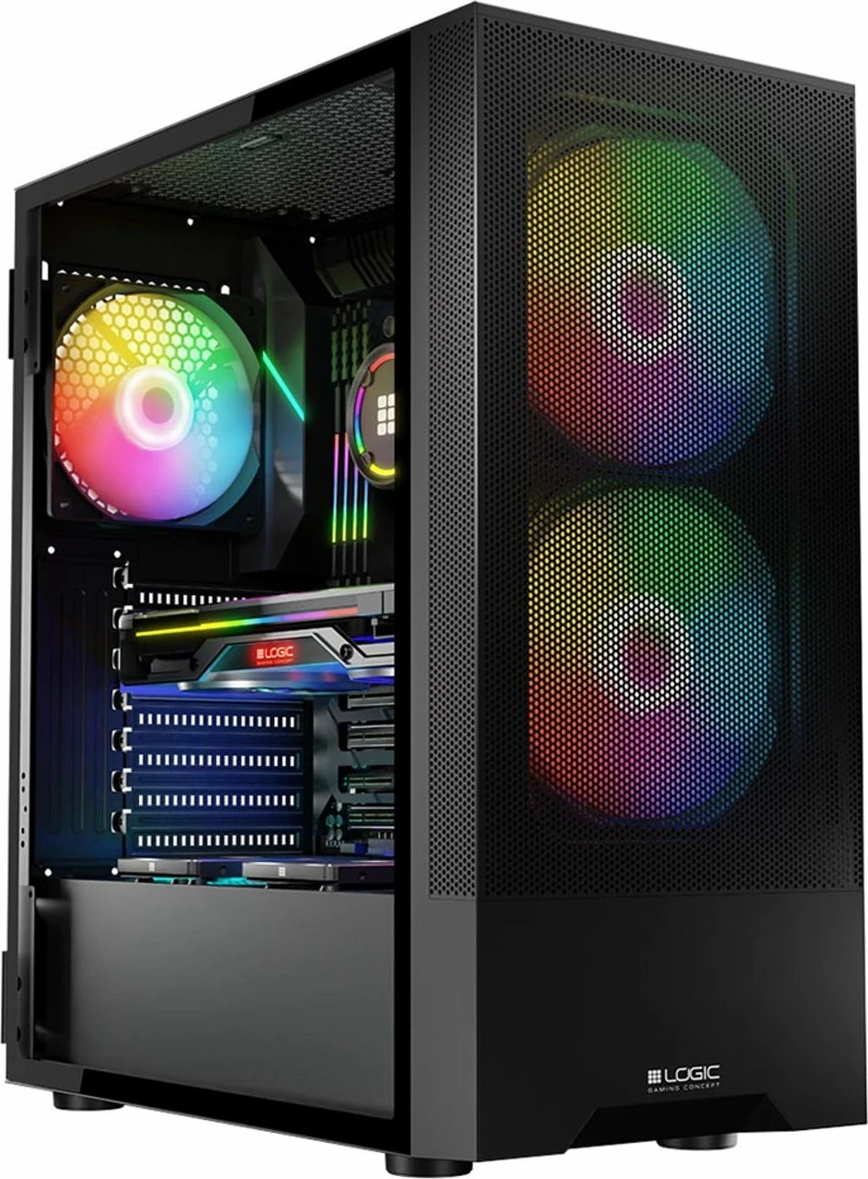 Kasë Logic Concept Arya ARGB (AT-ARYA-10-000000-0002) Midi Tower ATX, me xham të temperuar, pa furnizim energjie, e zezë