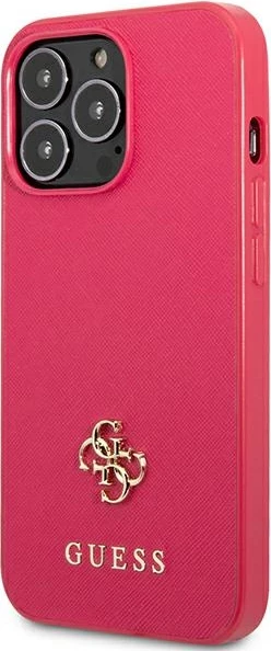 Mbështjellës Guess Saffiano 4G Small Metal Logo për iPhone 13 Pro/13, Rozë