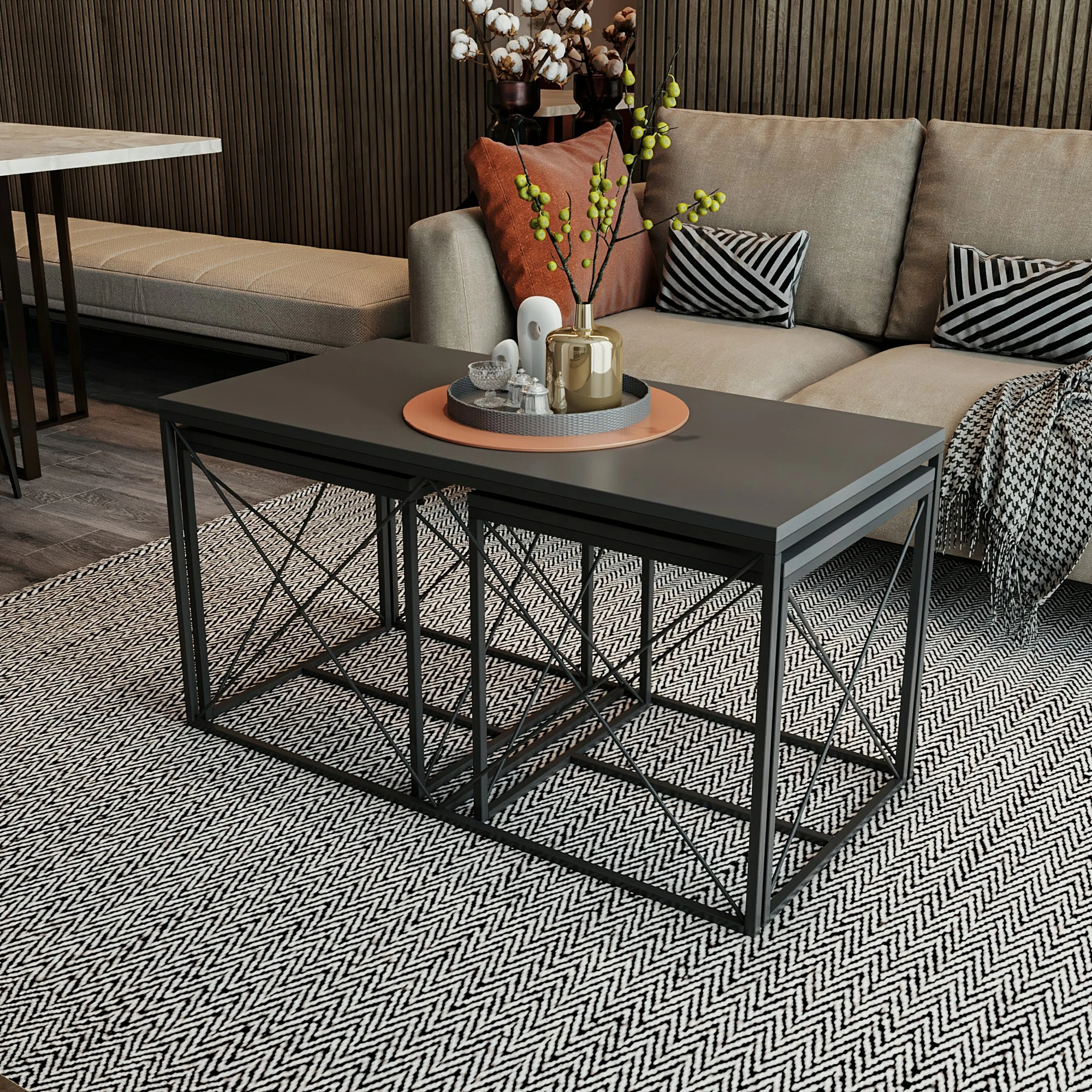 Set tavolinash për kafe Skye Decor, Defne, anthracite