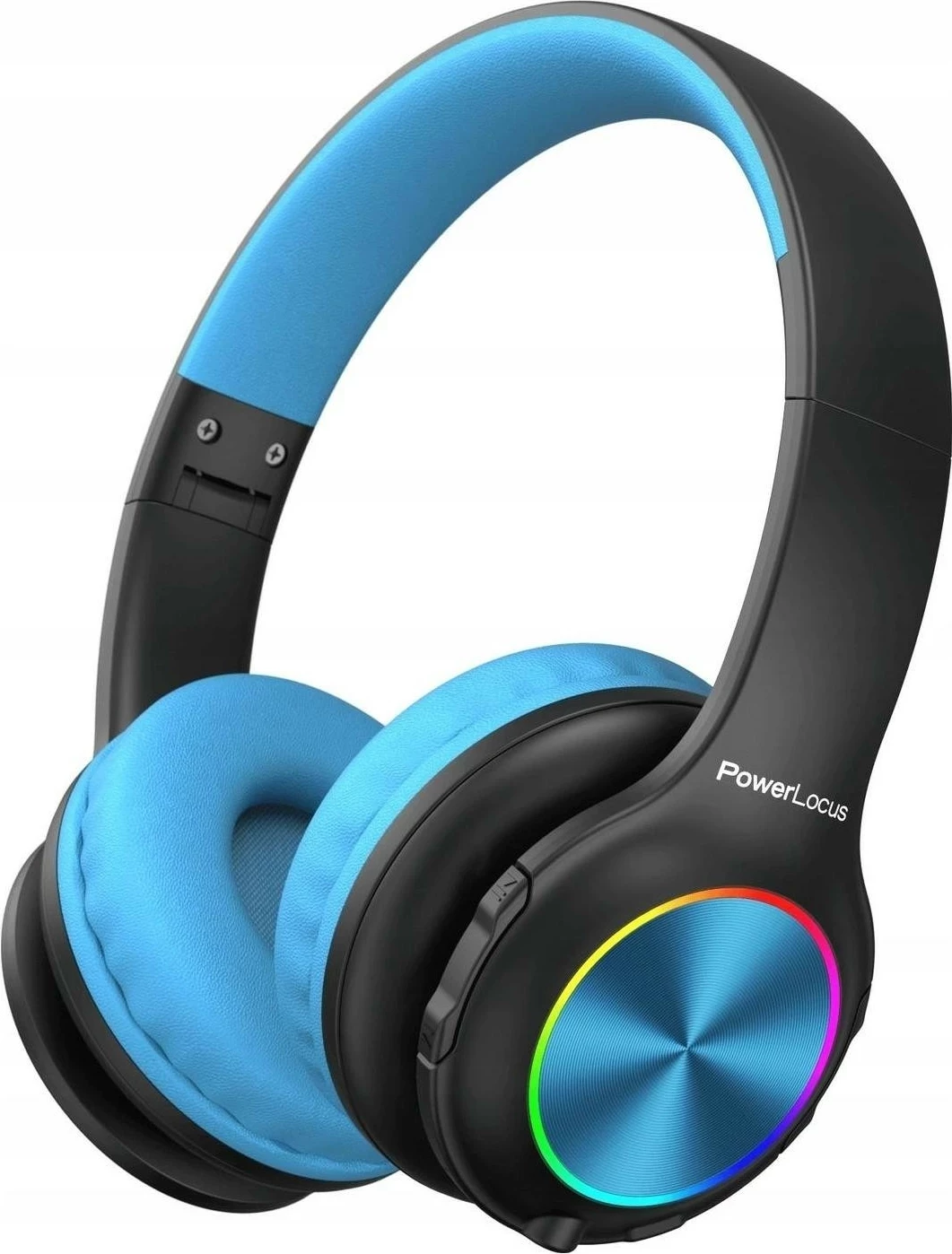 Kufje PowerLocus PLED Kids, Bluetooth, me LED, microSD, Jack 3.5mm, të palosshme, zi/kaltër