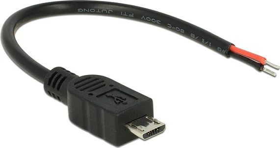 Kabllo USB DeLOCK 82697, Micro-USB B në tela të hapura, 0.1 m, USB 2.0, e zezë