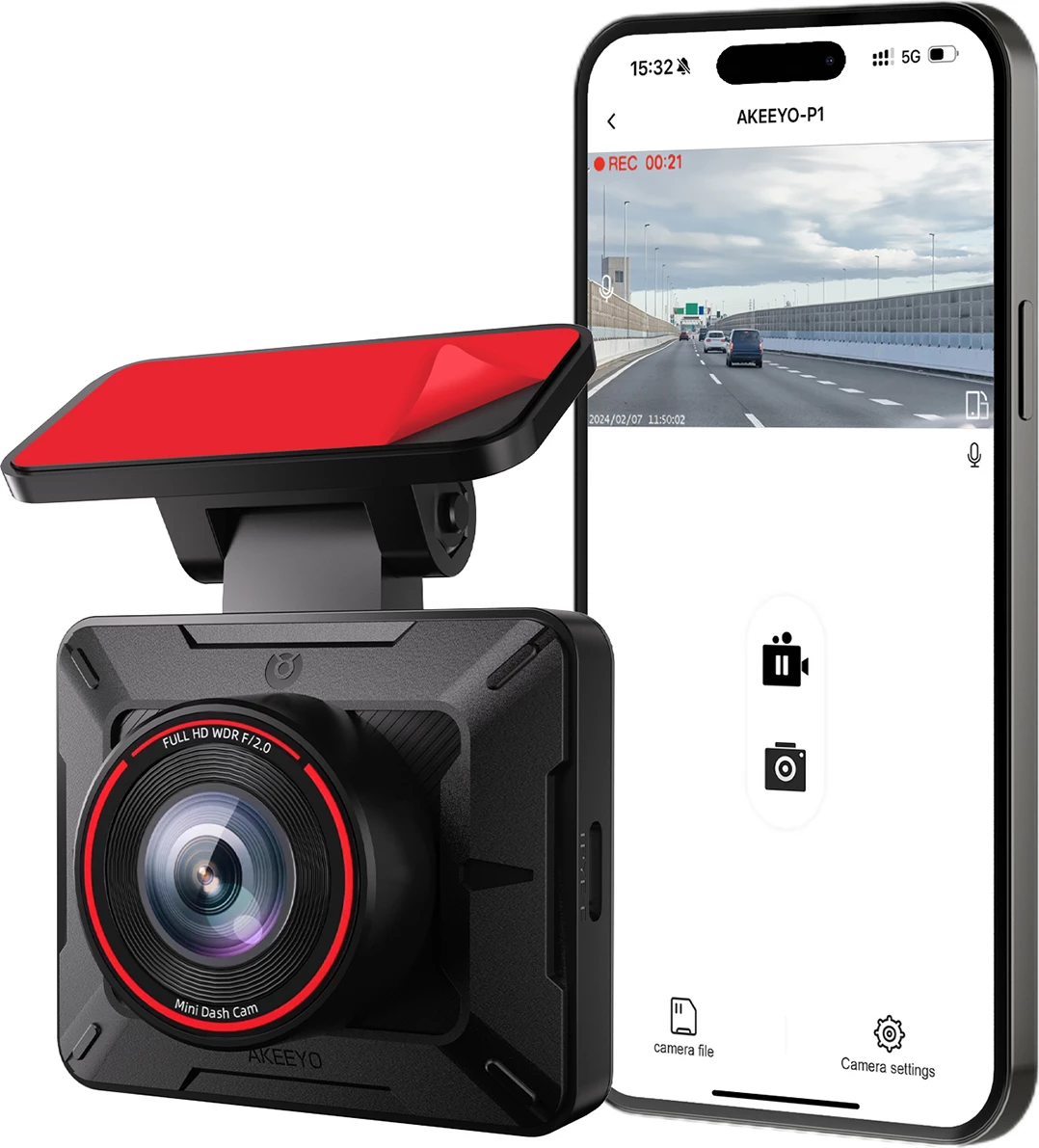 Kamerë makine AKEEYO P1 FullHD 30fps, 120°, WiFi 2.4G, USB-C, e zezë