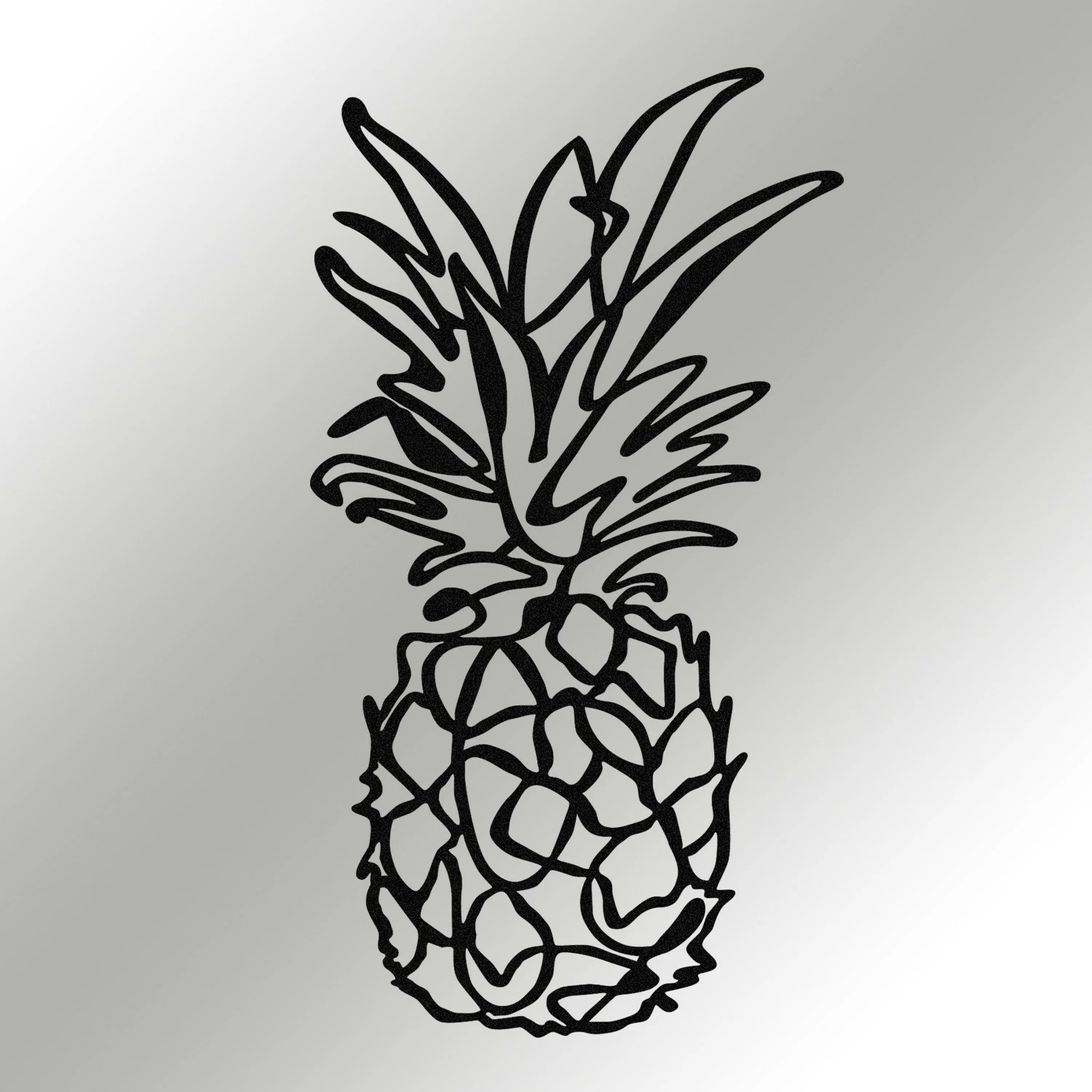 Aksesore dekorativ metalik për mur, Wallity, ananas, M120, ngjyrë e zezë, 33x60cm