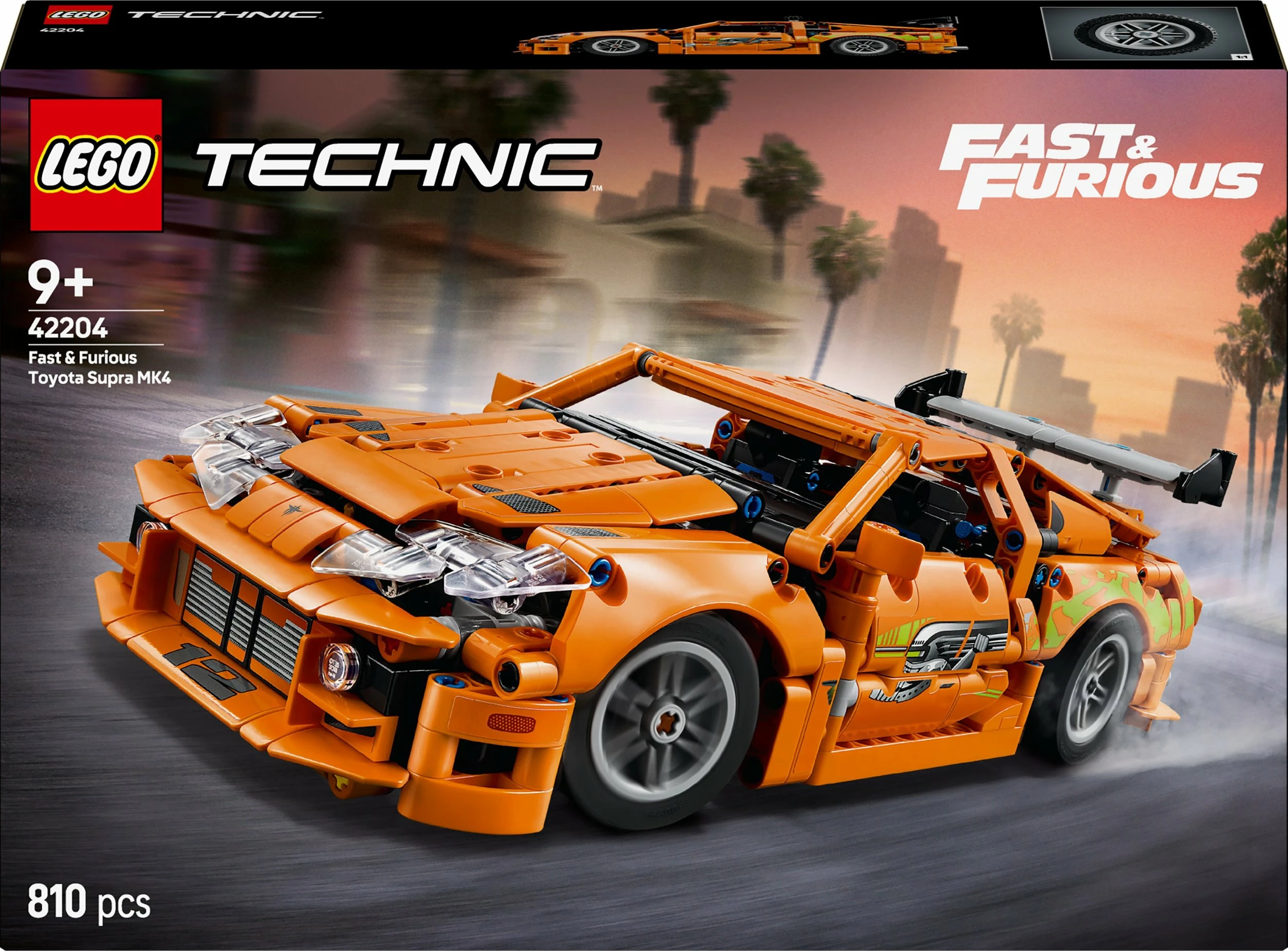 Set LEGO Technic LEGO 42204 Fast and Furious Toyota Supra MK4, 810 pjesë, portokalli