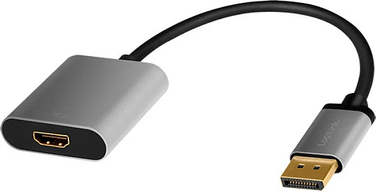 Adapter DisplayPort në HDMI LogiLink, 4K 60Hz, 0.15m, alumin, zi/gri