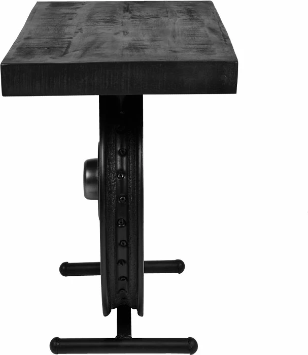 Tavolinë anësore Wheel, ngjyrë e zezë-argjend, 61x36x56