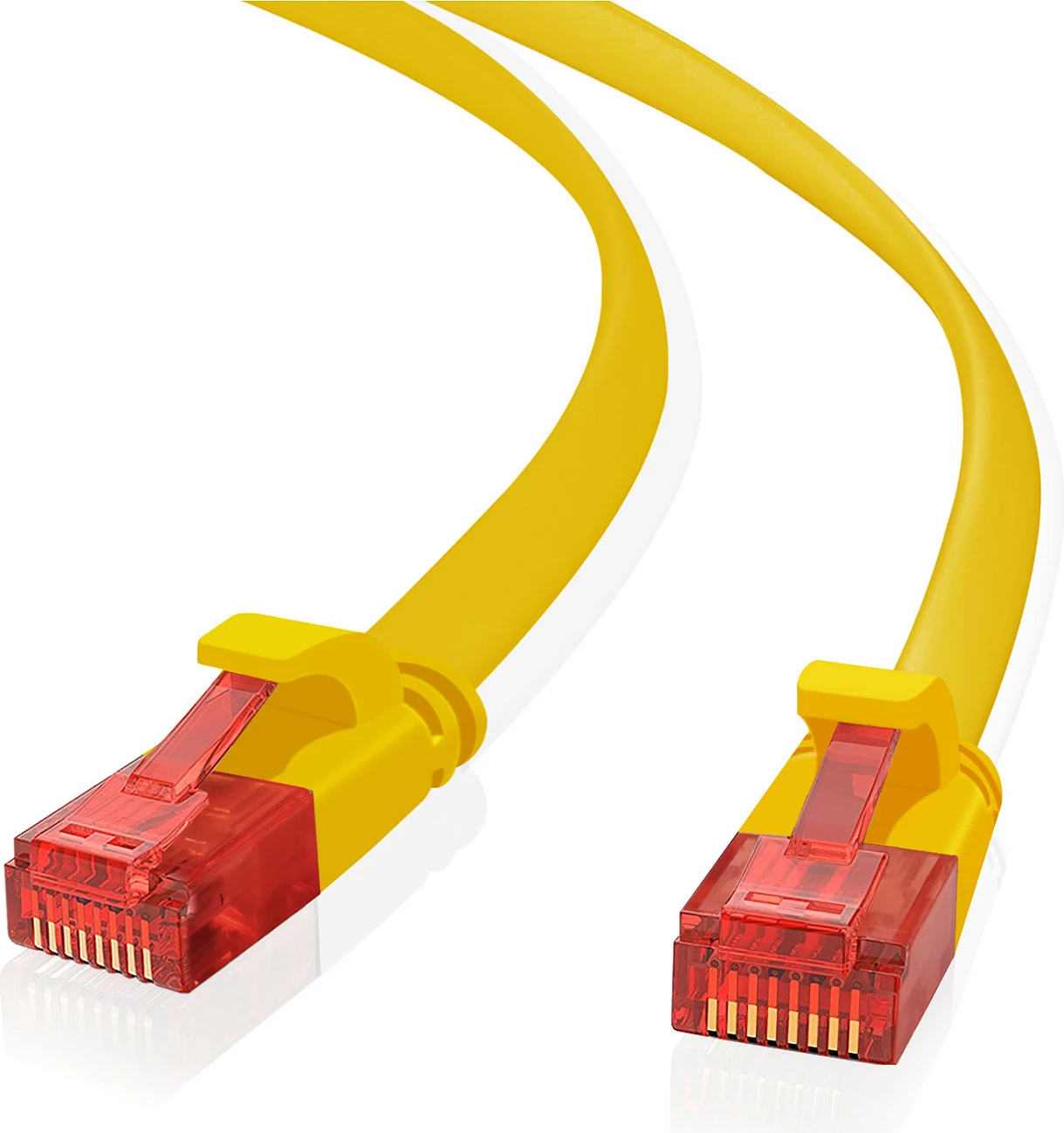 Kabllo rrjeti Helos Patch Cat6 ultraflache U/UTP AWG32 10m, RJ45-RJ45, e verdhë