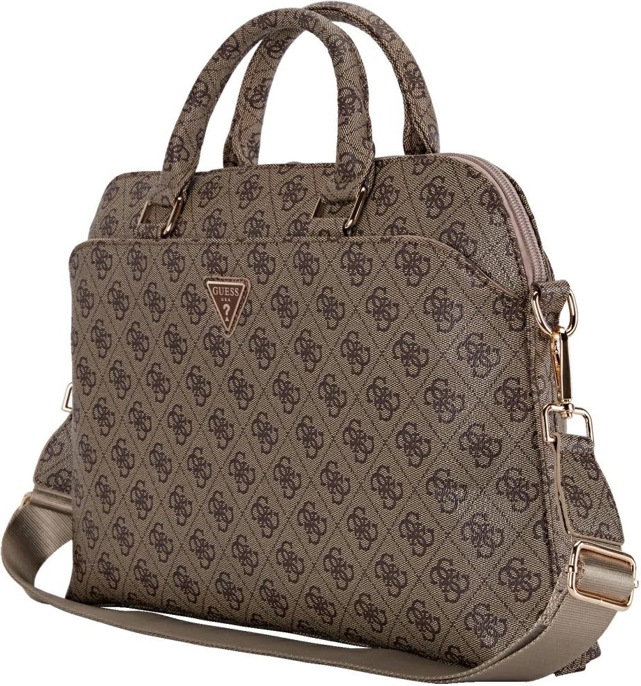 Çantë laptopi Guess 4G Zipper Pocket Triangle Logo, 15", Kafe
