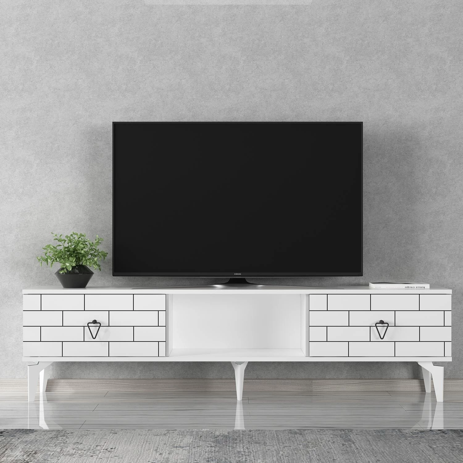 Komodë TV Skye Decor, Varna, e bardhë